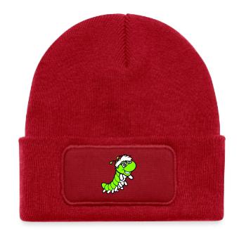 Nerd Chenille Geek Intelligent Ver Lunettes à monture d'écaille Intelligent - Bonnet enfant en polyester recyclé avec patch - rouge classique - Devant