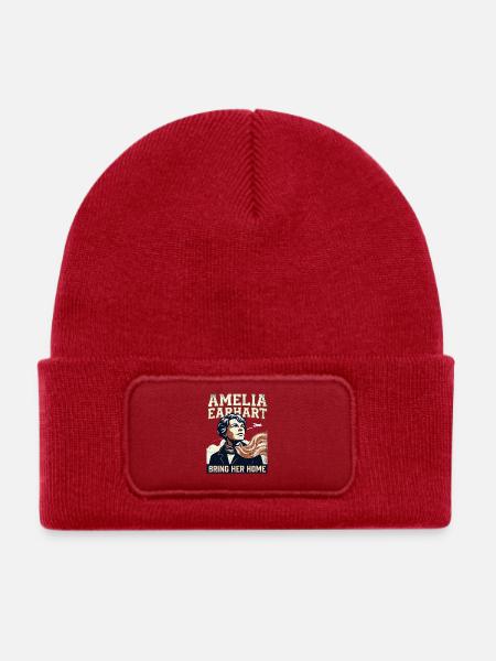 Amelia Earhart – Bring sie nach Hause - Kinder Recycelter Patch Beanie - klassisch Rot - Vorne