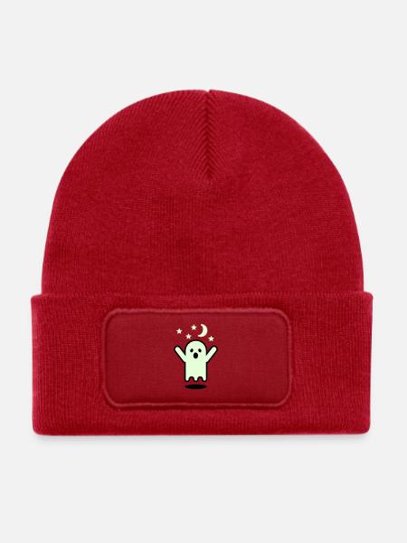 Glow in the dark Geister - Kinder Recycelter Patch Beanie - klassisch Rot