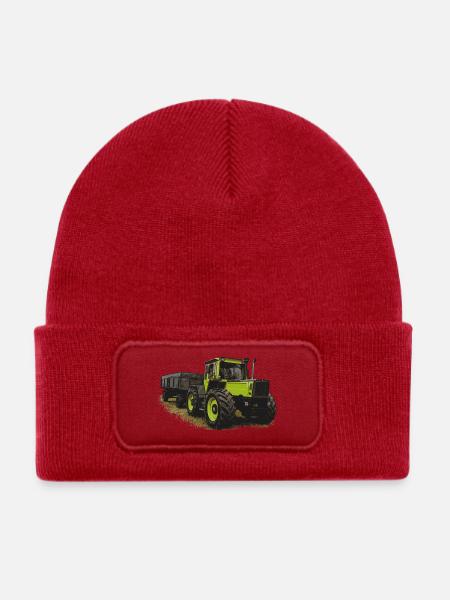 MB trac 1600 turbo mit Anhänger - Kinder Recycelter Patch Beanie - klassisch Rot - Vorne