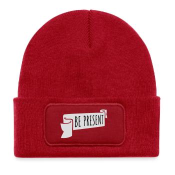 Be present at the moment here and now Quote Text - Kids' Recycled Patch Beanie - classic red - Front