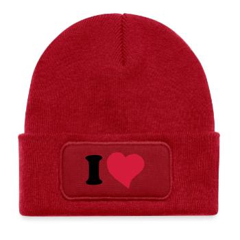I love ... Je t'aime ... - Bonnet enfant en polyester recyclé avec patch - rouge classique - Devant