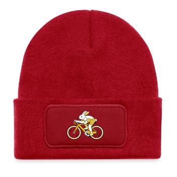 hare on a racing bike - Kids' Recycled Patch Beanie - classic red - Front