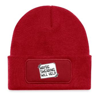 Maybe Swearing Will Help Sarcastic Saying Graphic - Kids' Recycled Patch Beanie - classic red - Front