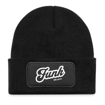 Funk Music Retro Script Logo - Kids' Recycled Patch Beanie - black - Front