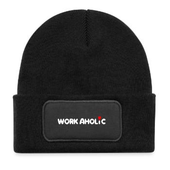 worker workaholic work - Kids' Recycled Patch Beanie - black - Front