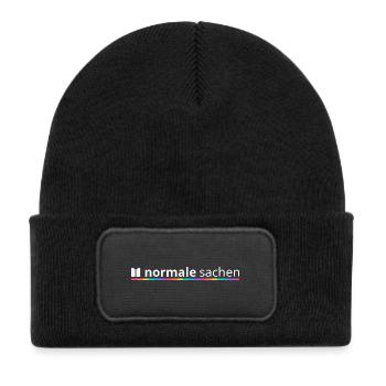 Normal Stuff Logo Rainbow - Kids' Recycled Patch Beanie - black - Front