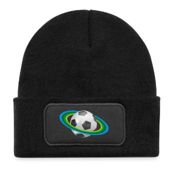 Fußball, Planet Soccer - Kinder Recycelter Patch Beanie - Schwarz - Vorne