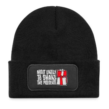Most Likely to Shake the Presents Christmas Fun - Kids' Recycled Patch Beanie - black - Front