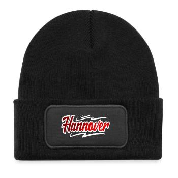 Hanovre - Bonnet enfant en polyester recyclé avec patch - noir - Devant