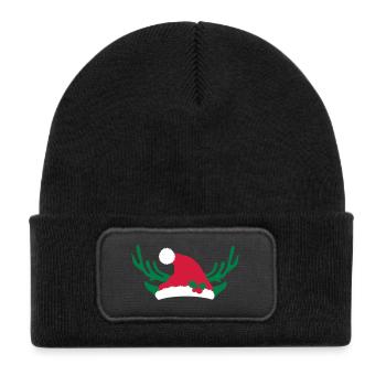 Bonnet de Lutin avec un palmier à couteaux et des bois - Bonnet enfant en polyester recyclé avec patch - noir - Devant