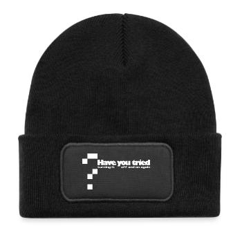 Have you tried... - Kinder Recycelter Patch Beanie - Schwarz - Vorne
