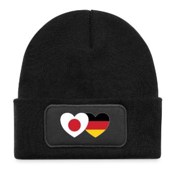 Japan Germany Flag Heart - Kids' Recycled Patch Beanie - black - Front