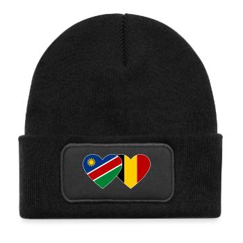 Namibia Belgium Flag Heart - Kids' Recycled Patch Beanie - black - Front