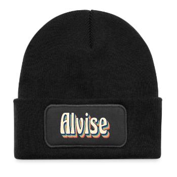 Alvise retro t-shirt vintage t-shirt gift idea - Kids' Recycled Patch Beanie - black - Front