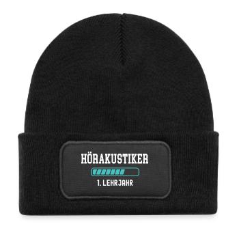 Hearing aid acoustician training 1 year of apprenticeship 1st year of work - Kids' Recycled Patch Beanie - black - Front