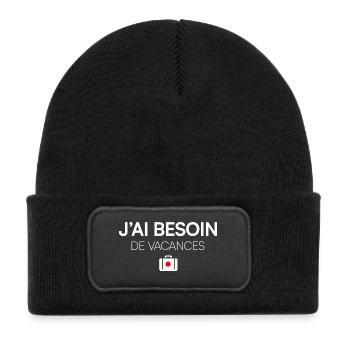 I NEED A VACATION. | Humor - Kids' Recycled Patch Beanie - black - Front