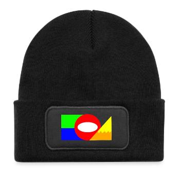 Neon Geometry Color Block Composition - Kids' Recycled Patch Beanie - black - Front