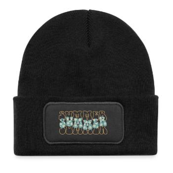 Été - Bonnet enfant en polyester recyclé avec patch - noir - Devant