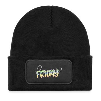 Happy Friday Lettering Finally Weekend Freetime - Kids' Recycled Patch Beanie - black - Front