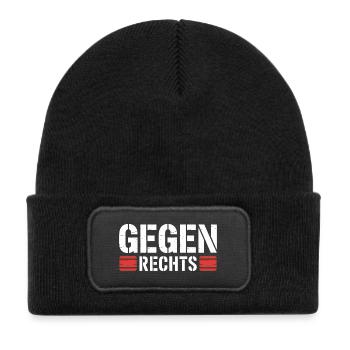 Against the Right - Funny Antifa Slogan - Kids' Recycled Patch Beanie - black - Front