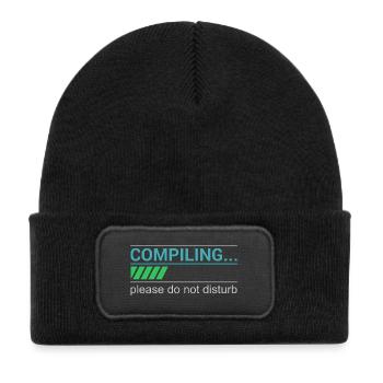 Funny Programmer T-Shirt - Compiling Please - Kids' Recycled Patch Beanie - black - Front