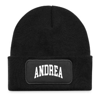 Andrea - Bonnet enfant en polyester recyclé avec patch - noir - Devant
