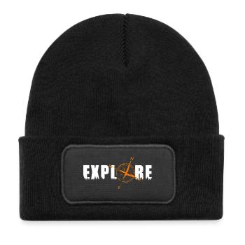 Explore motif with a compass - Kids' Recycled Patch Beanie - black - Front