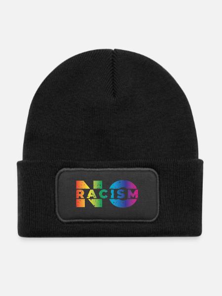 No Racism - Kinder Recycelter Patch Beanie - Schwarz