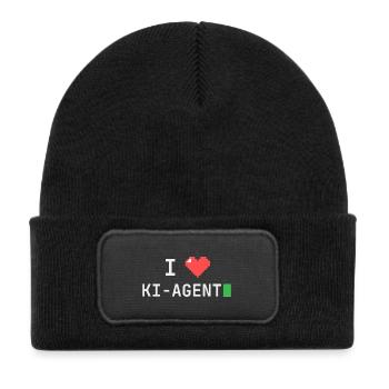 I ♥ KI-Agent – Terminal Pixelherz - Kinder Recycelter Patch Beanie - Schwarz - Vorne