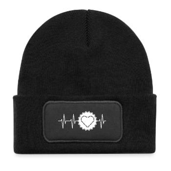 Pulse Bike Battement de cœur Icône de l’équipe de vélo de coeur de pignon - Bonnet enfant en polyester recyclé avec patch - noir - Devant