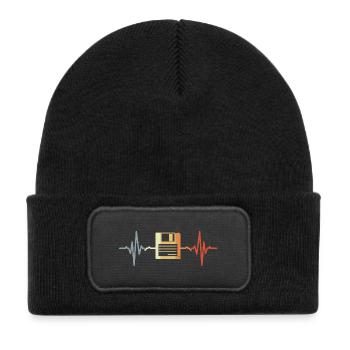 Retro Floppy Disk ECG - Kids' Recycled Patch Beanie - black - Front