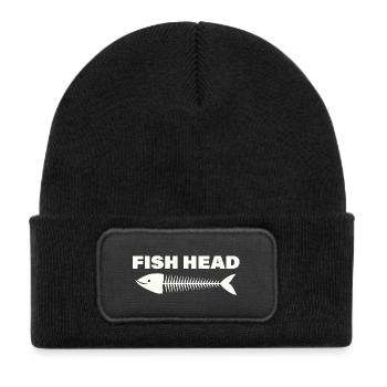 fish head - Kids' Recycled Patch Beanie - black - Front