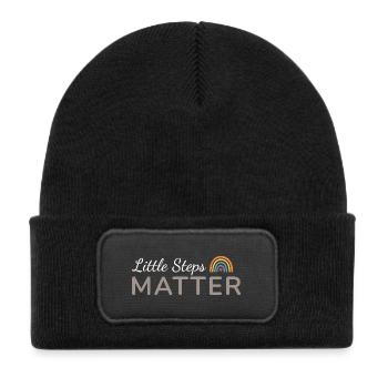 Little Steps Matter Rainbow Taupe - Kids' Recycled Patch Beanie - black - Front