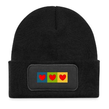 Heart Pattern Heart Pattern Gift Heart - Kids' Recycled Patch Beanie - black - Front