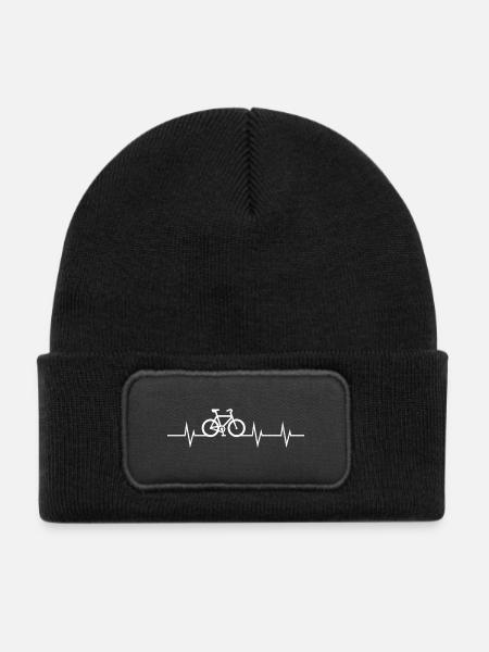 Heartbeat of a Cyclist - Kinder Recycelter Patch Beanie - Schwarz