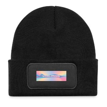 I process differently - Kids' Recycled Patch Beanie - black - Front