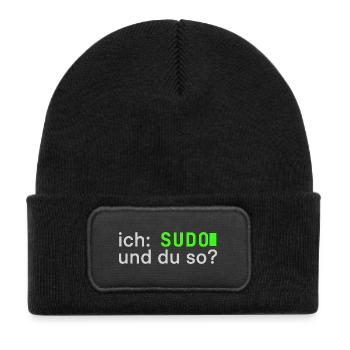 ich: SUDO und du so? Linux Spruch - Programmierer - Kinder Recycelter Patch Beanie - Schwarz - Vorne