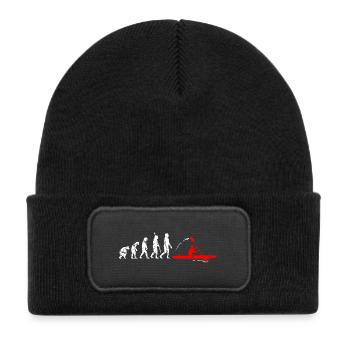 Kajak Evolution Kajakfahrer Kajaker Kayak - Kinder Recycelter Patch Beanie - Schwarz - Vorne