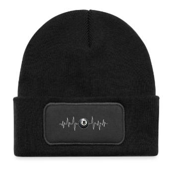 Billard Herzschlag Linie Queue Sport Lustig Pool - Kinder Recycelter Patch Beanie - Schwarz - Vorne