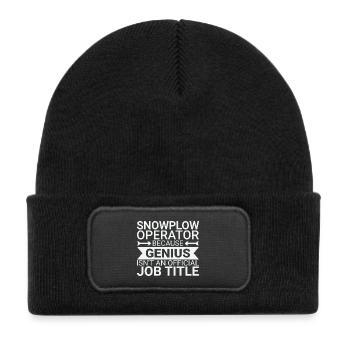 Snowplow Operator Genius Schneepflugfahrer - Kinder Recycelter Patch Beanie - Schwarz - Vorne
