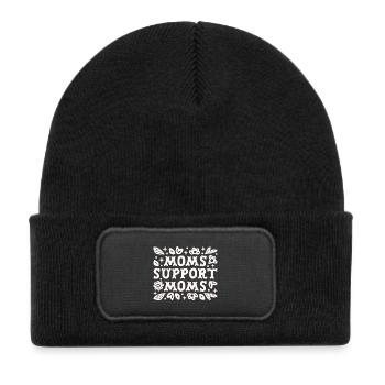 Zitate von Müttern unterstützen Mütter - Kinder Recycelter Patch Beanie - Schwarz - Vorne