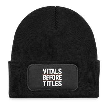 ICU Nurse Vitals Before Titles Intensive Care - Kids' Recycled Patch Beanie - black - Front