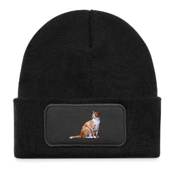 Chat chat chat Cat Cat - Bonnet enfant en polyester recyclé avec patch - noir - Devant