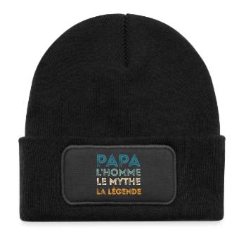 Papa Homme Mythe Légende - Bonnet enfant en polyester recyclé avec patch - noir - Devant
