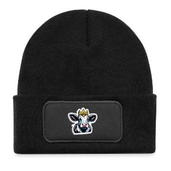 The cow is king - Kids' Recycled Patch Beanie - black - Front