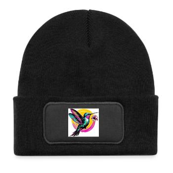 Hummingbird - Kids' Recycled Patch Beanie - black - Front