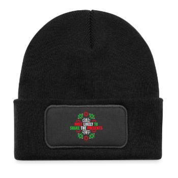 Most Likely to Shake the Presents Christmas Fun - Kids' Recycled Patch Beanie - black - Front