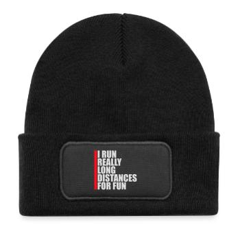 I Run Really Long Distances For Fun Marathon Sport - Kids' Recycled Patch Beanie - black - Front