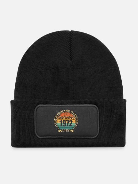September 1972 Vintage Limited Edition - Kinder Recycelter Patch Beanie - Schwarz